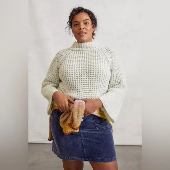 NWT Anthropologie Maeve Dionne Bell-Sleeved Sweater Plus Size 1X Mint Green - Picture 5 of 12